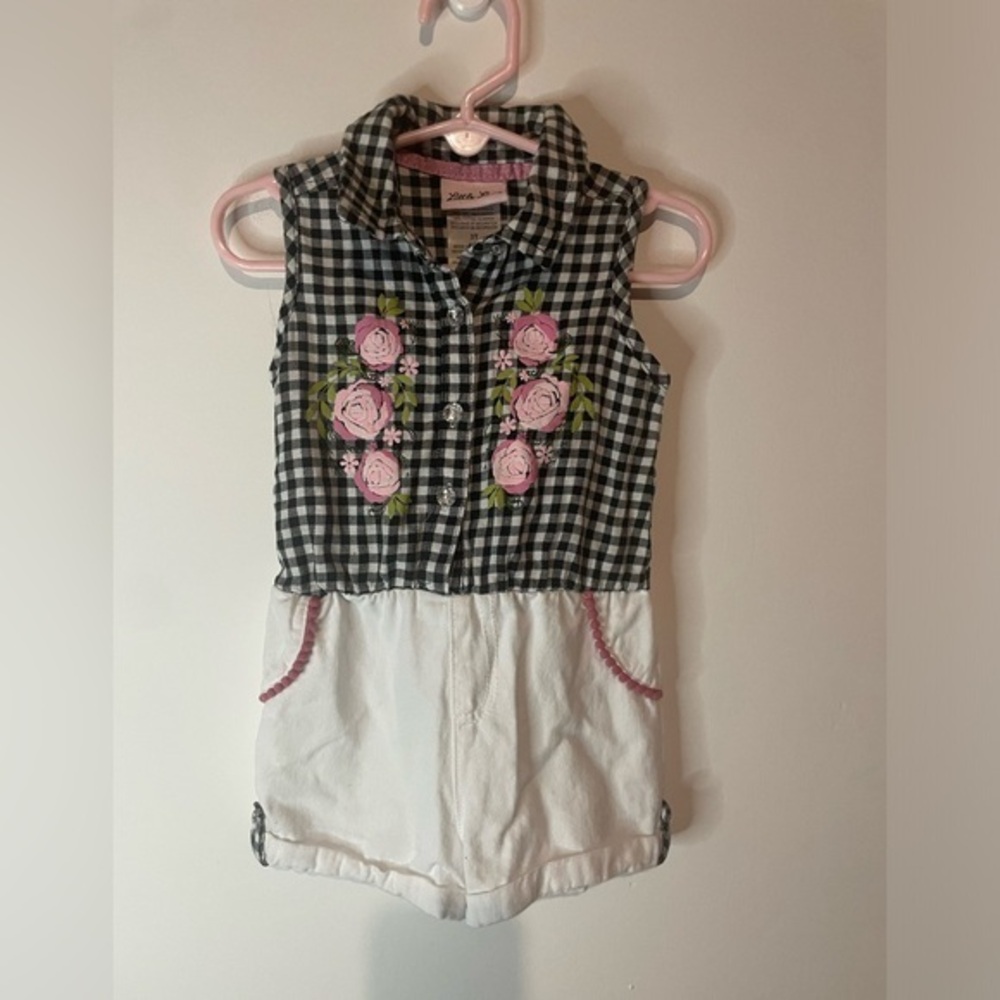 Little Lass checkered romper ‎ 3t